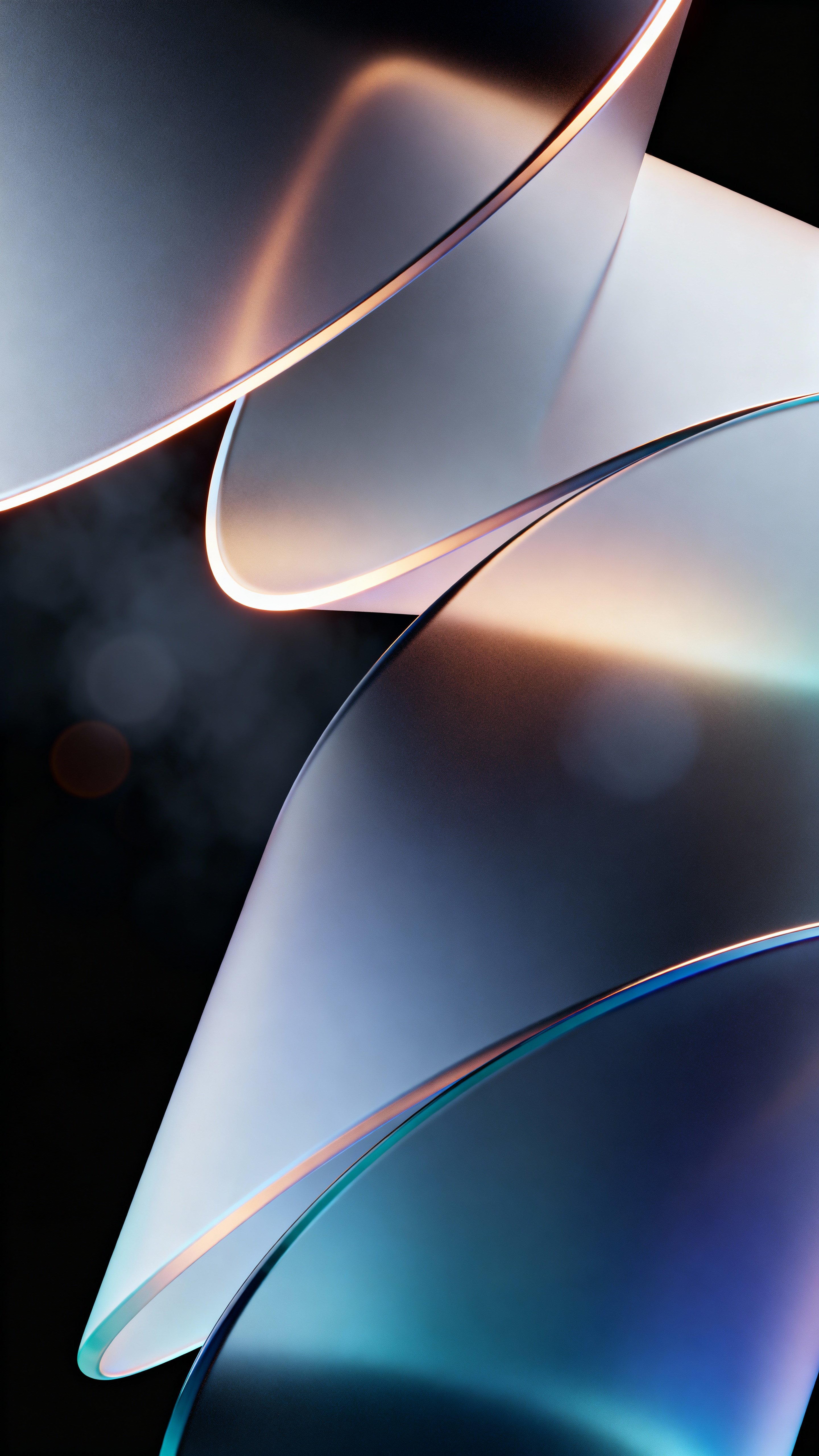 Abstract 3D gradient shapes with smooth glass-like surfaces, layered translucency, glow edges, minimal futuristic design, high-contrast lighting, digital sculpture aesthetic. Vertical 9:16 composition for portrait framing, emphasizing depth