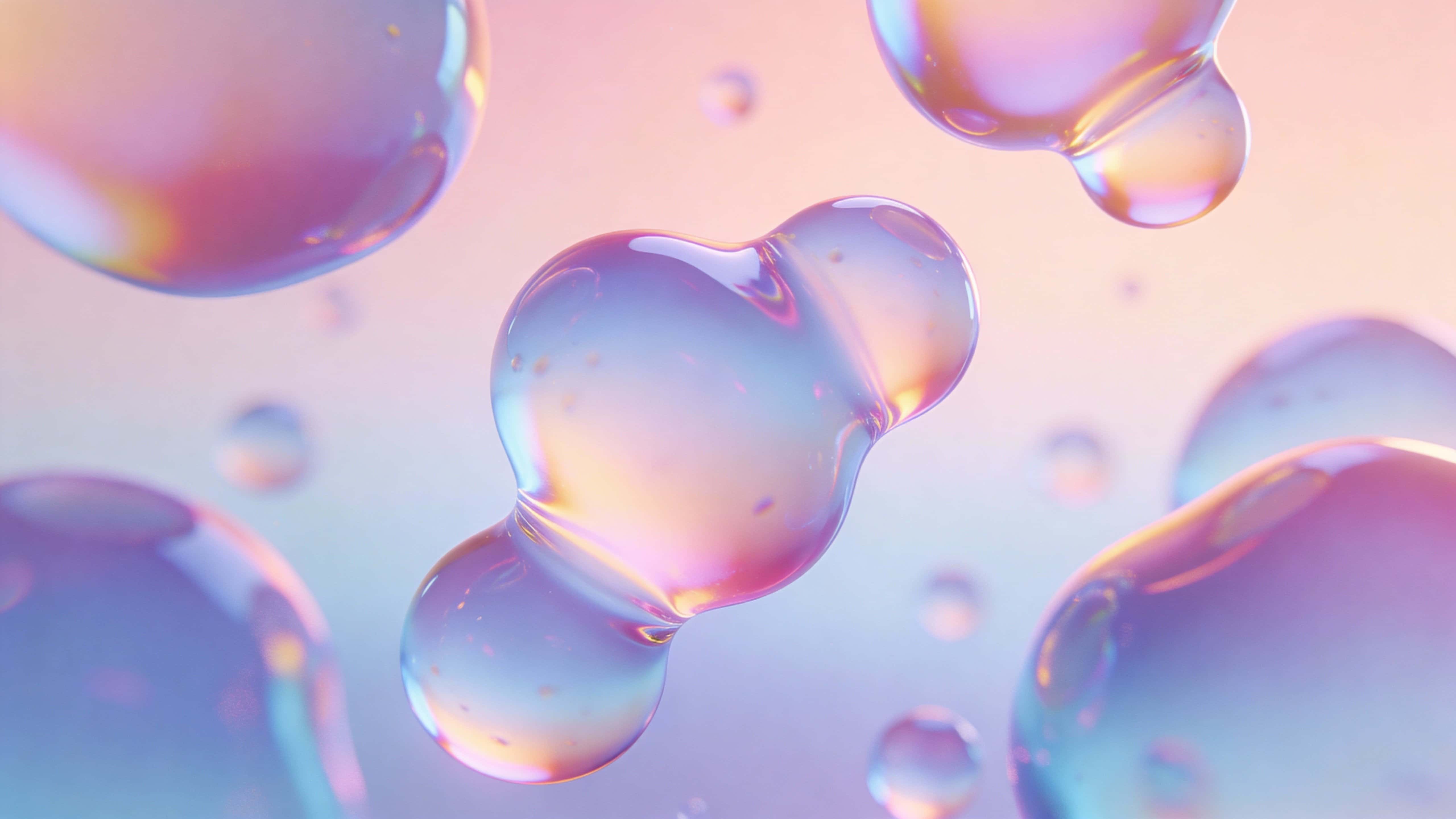 A dreamlike scene of amorphous blob forms drifting in space with pastel neon gradients and soft glow, smooth liquid geometry and a calm futuristic mood, framed in a 16:9 horizontal crop.