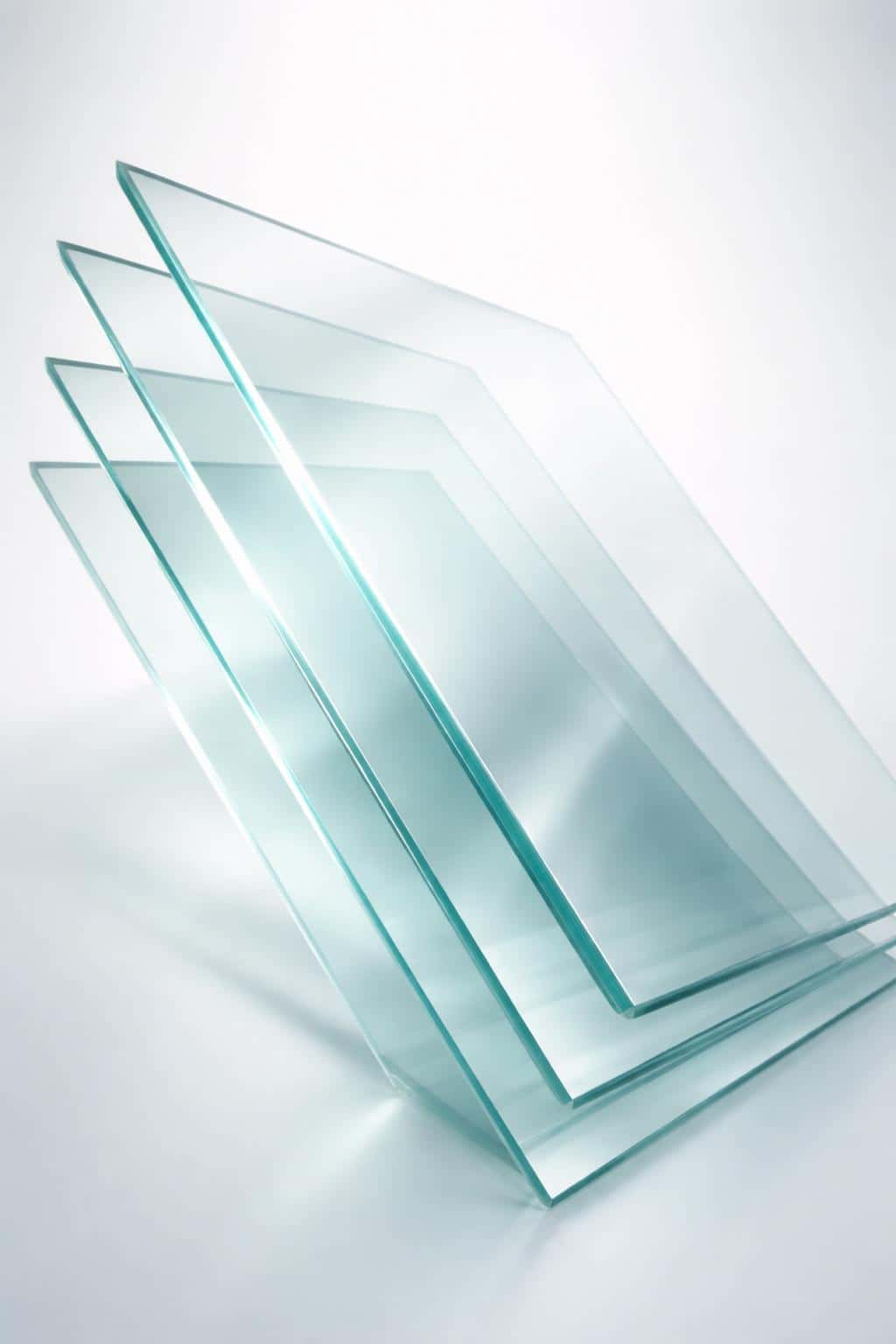 Vertical product-photography of abstract glass geometry rendered as a serene teal wallpaper, with precise framing and soft studio-like light for use as a 2:3 aspect wallpaper.