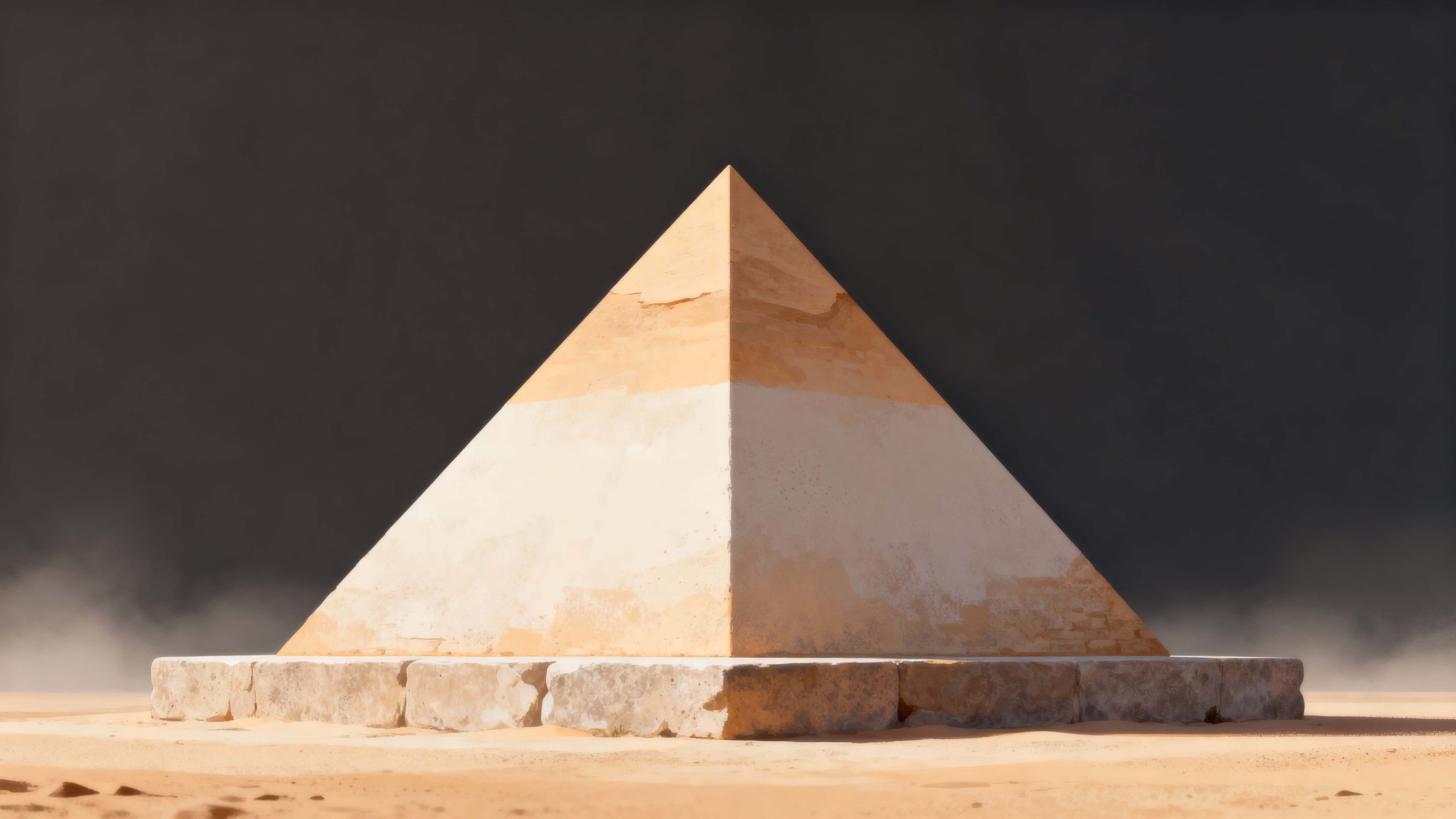 A minimalist architectural study of a small pyramid rendered in gentle, diffused light with clean negative space, subtle material texture, and balanced 16:9 framing for visual presentation.