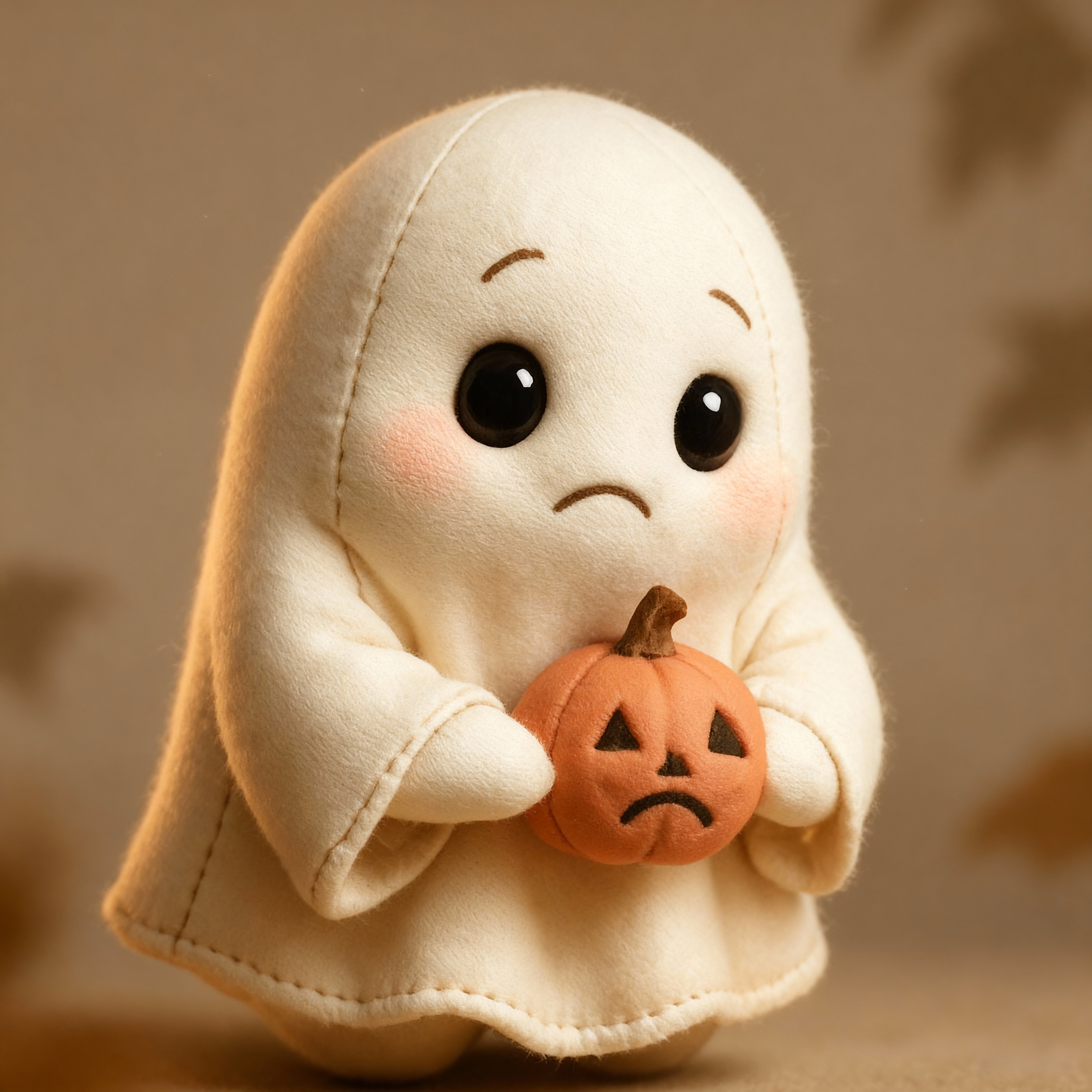 The ghost and pumpkin have changed to display sad expressions.